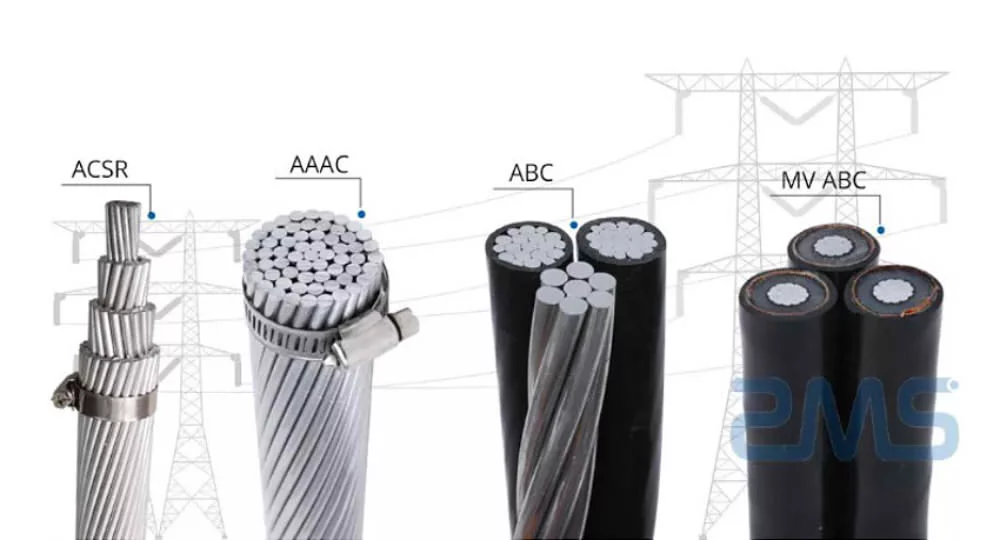 Various types of overhead cables