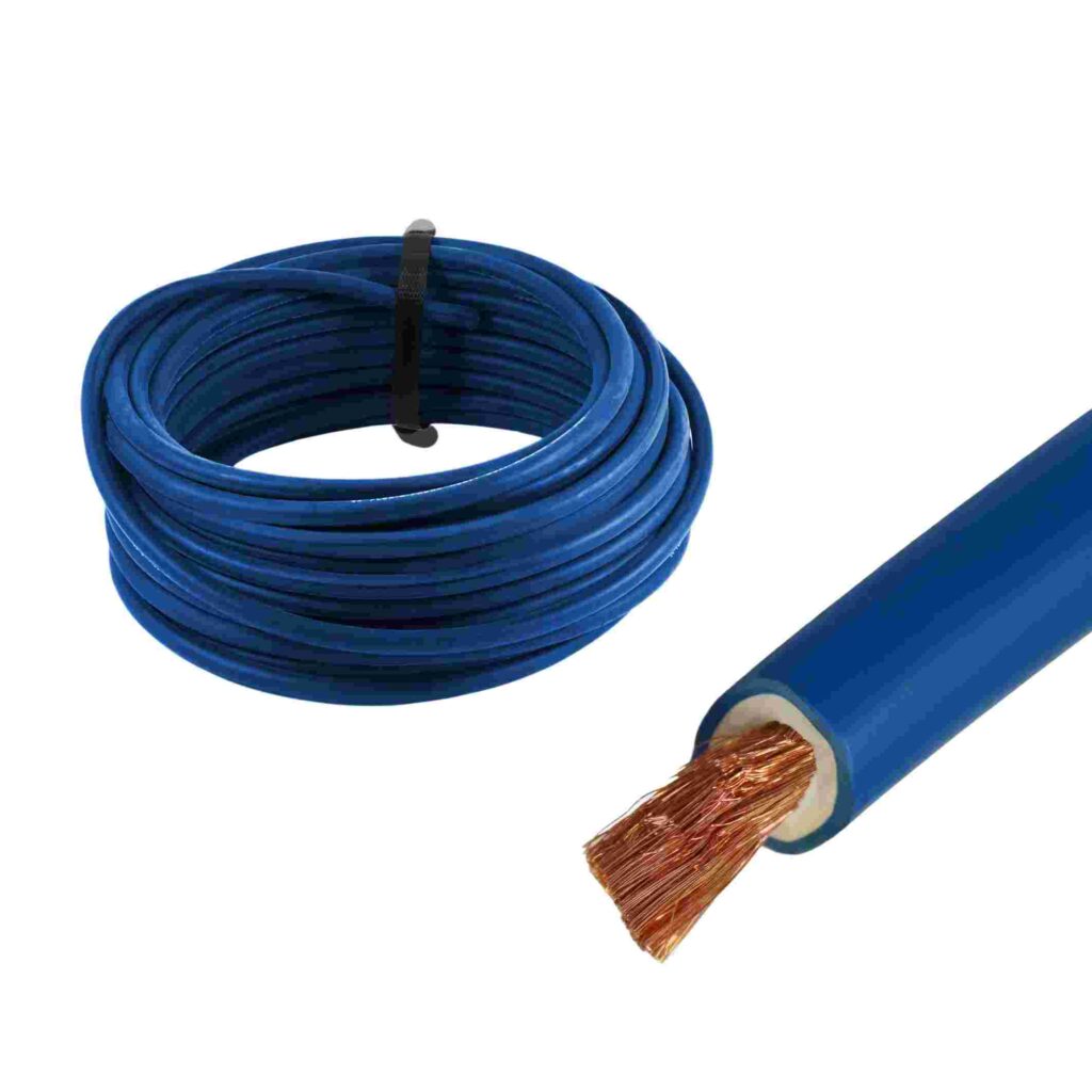 Welding cable with blue jacket