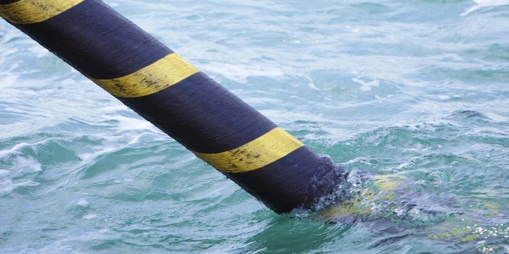 Submarine Cable laying in the sea